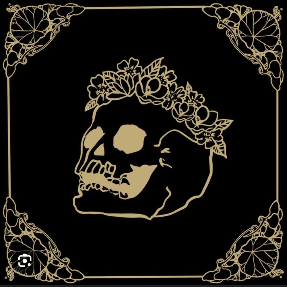 NEW Skull goth black gold Gothic Goth altar scarf cloth tarot card handkerchief